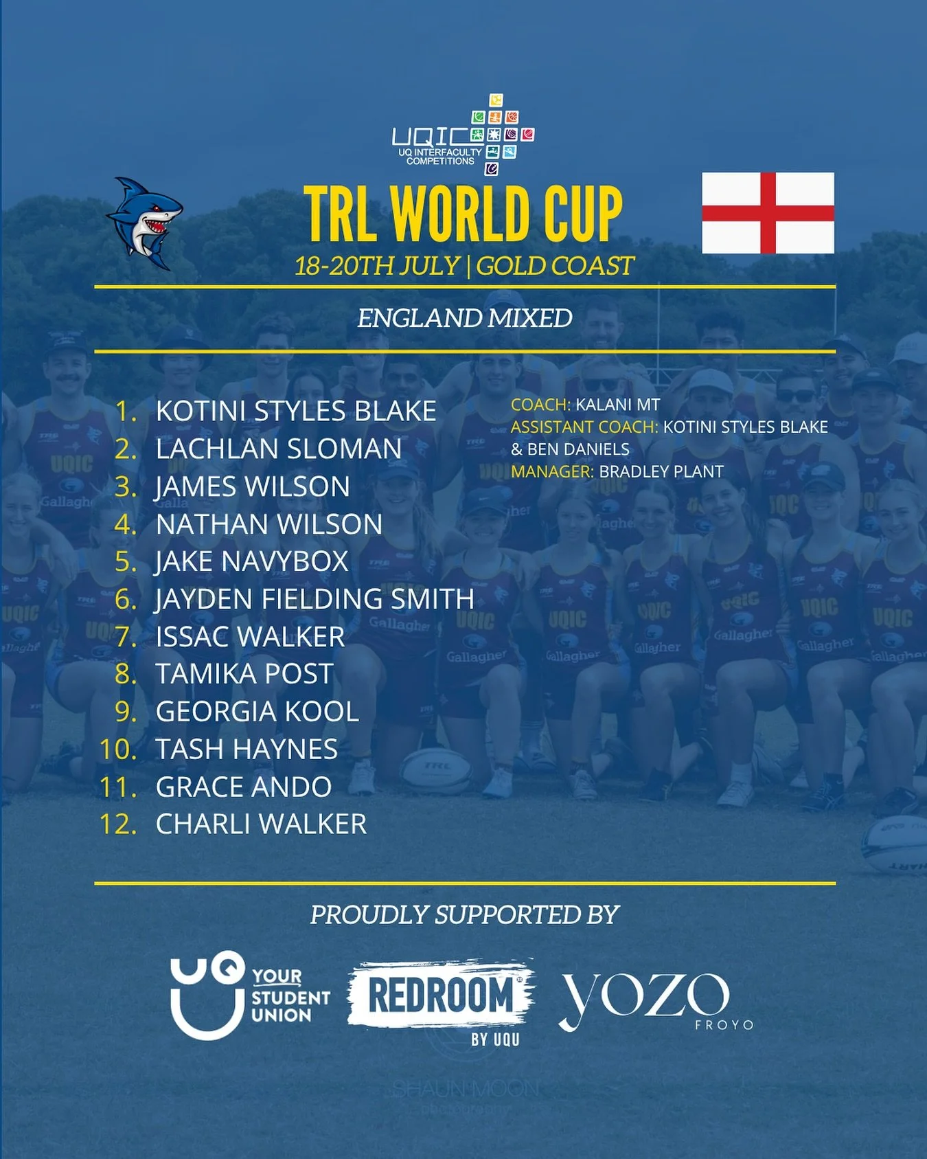 📣 Announcing our 2025 TRL World Cup Mixed Team! 🏴󠁧󠁢󠁥󠁮󠁧󠁿🔥🦈 #teamuqic #teamengland #uq