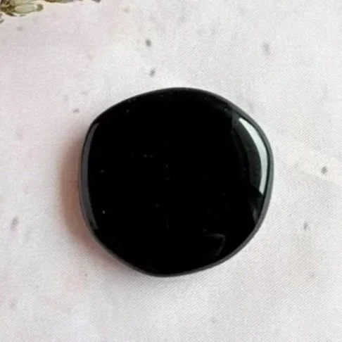 Black Obsidian flat stone with smooth polished black surface