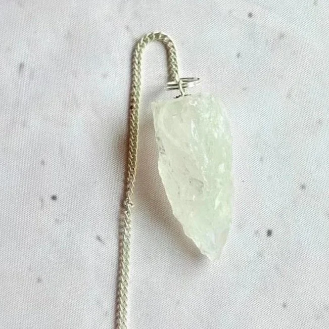 Intuitively chosen rough Clear Quartz crystal pendulum