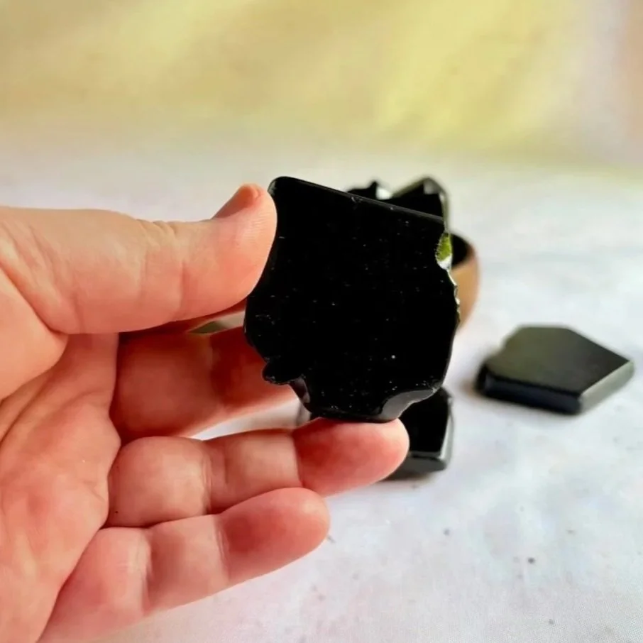 Black Obsidian slab with smooth polished surface