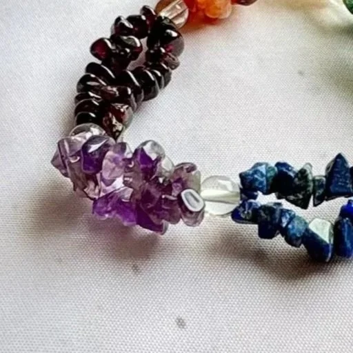 Seven Chakra crystal stretch bracelet with double chip design