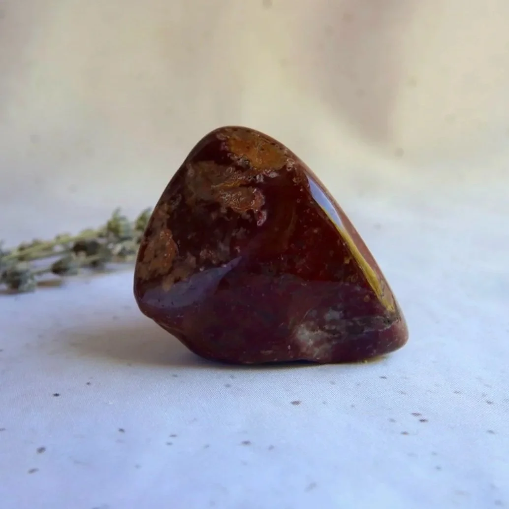 Bloodstone crystal freeform with deep green and reddish-brown colouring
