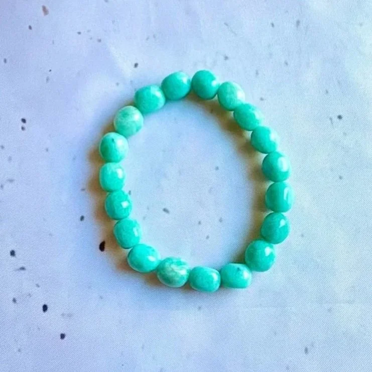 Natural Amazonite tumble bead bracelet with 8mm to 12mm beads from Brazil