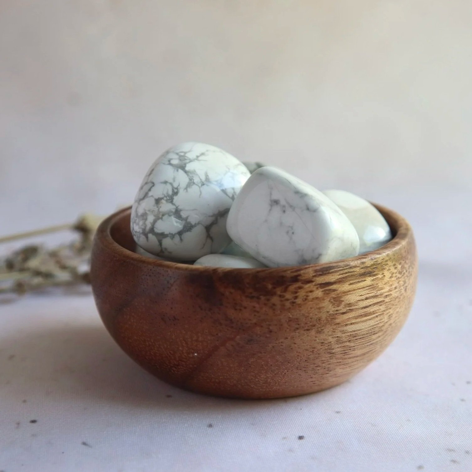 Howlite polished tumble with natural grey veining