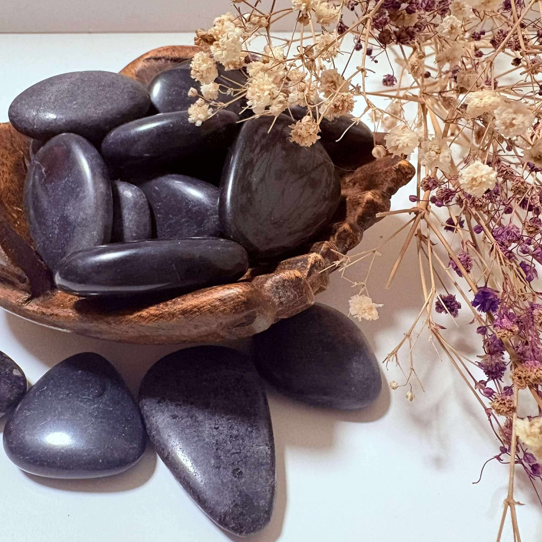 Polished Black Onyx flat stone, powerful grounding and protective crystal