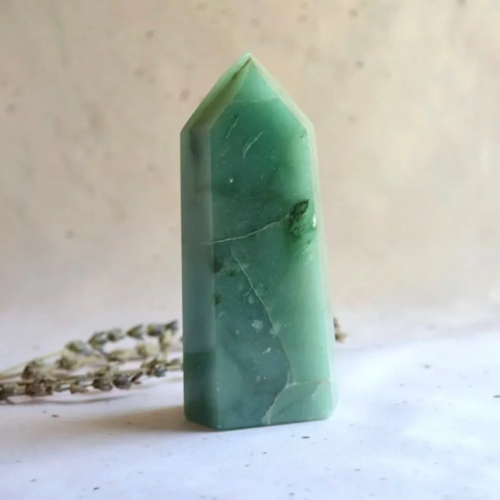 Green Aventurine crystal tower measuring approximately 11.5cm tall
