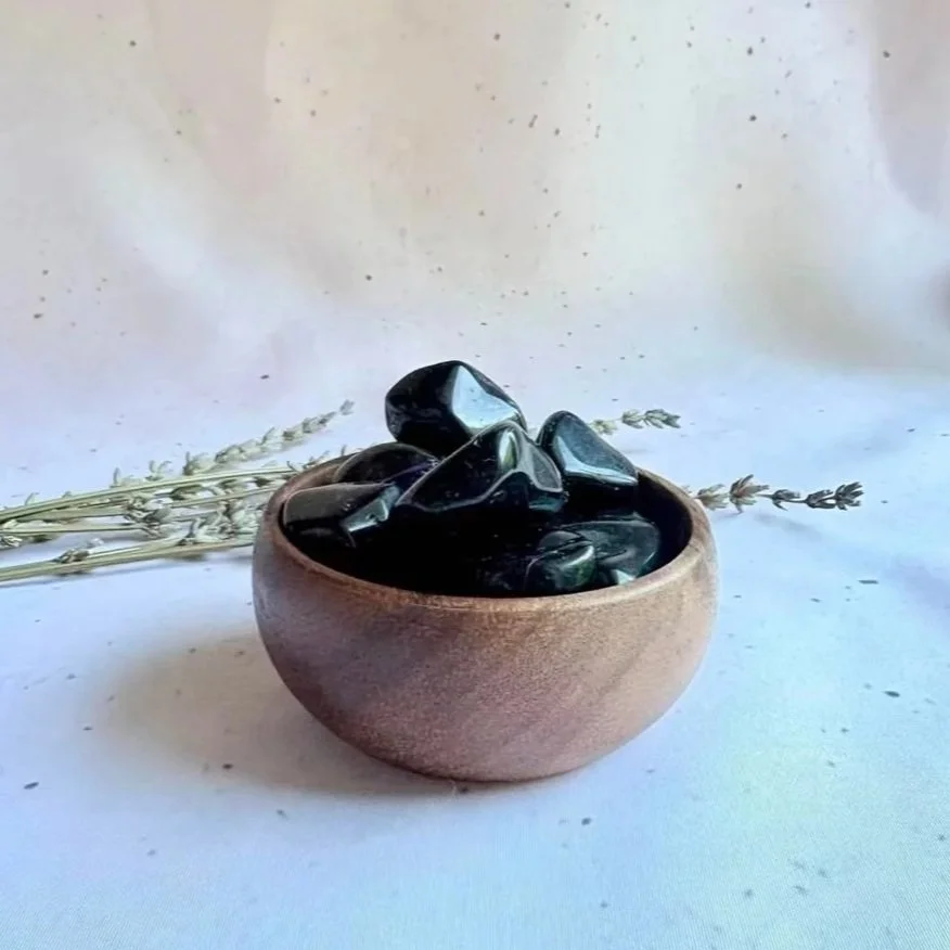 Natural Black Obsidian tumble weighing approximately 15 grams with a polished finish