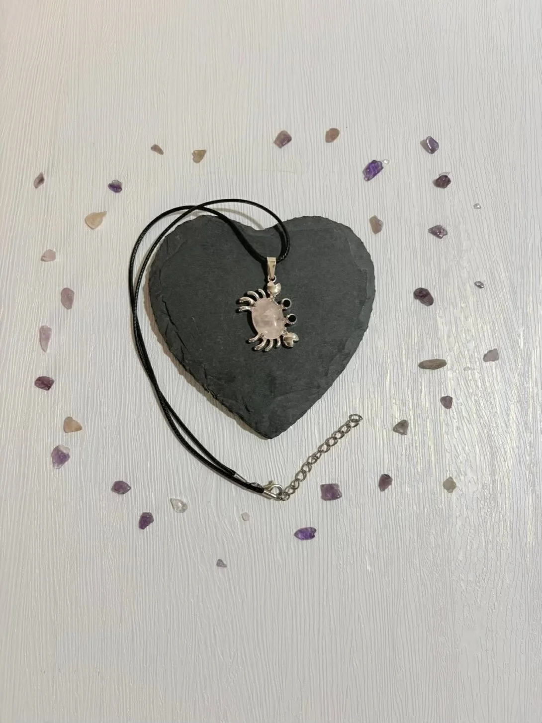 Crystal Crab worn on cord necklace for ocean inspired style