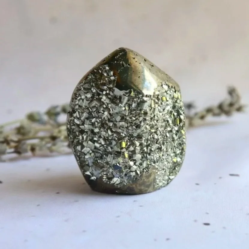 Natural Pyrite freeform measuring approximately 6cm tall and 5cm wide