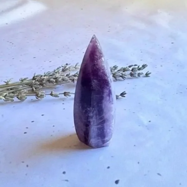 Exact Chevron Amethyst Tower with natural purple and white banding