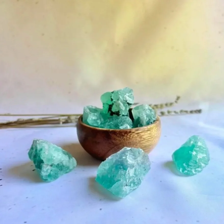 Fluorite rough crystal associated with clarity, focus, and intuition
