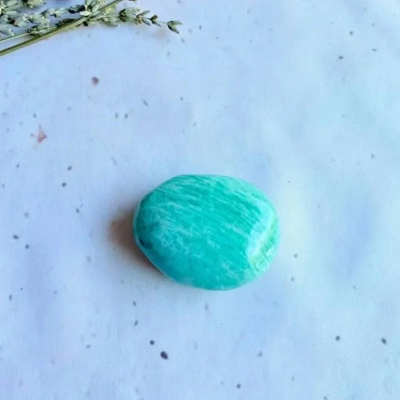 Polished Amazonite palm stone suitable for meditation and crystal collections