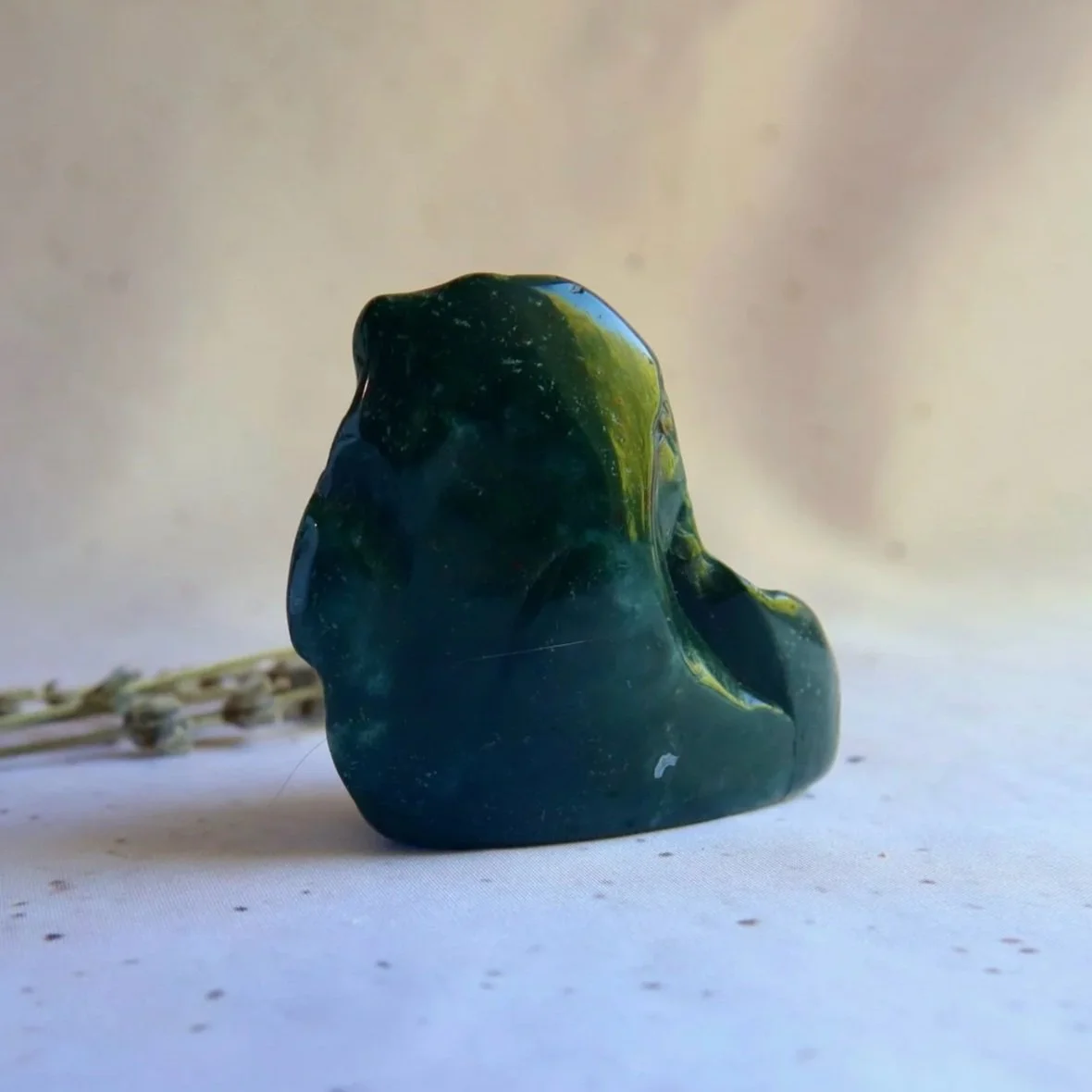 Bloodstone crystal freeform with deep green colouring