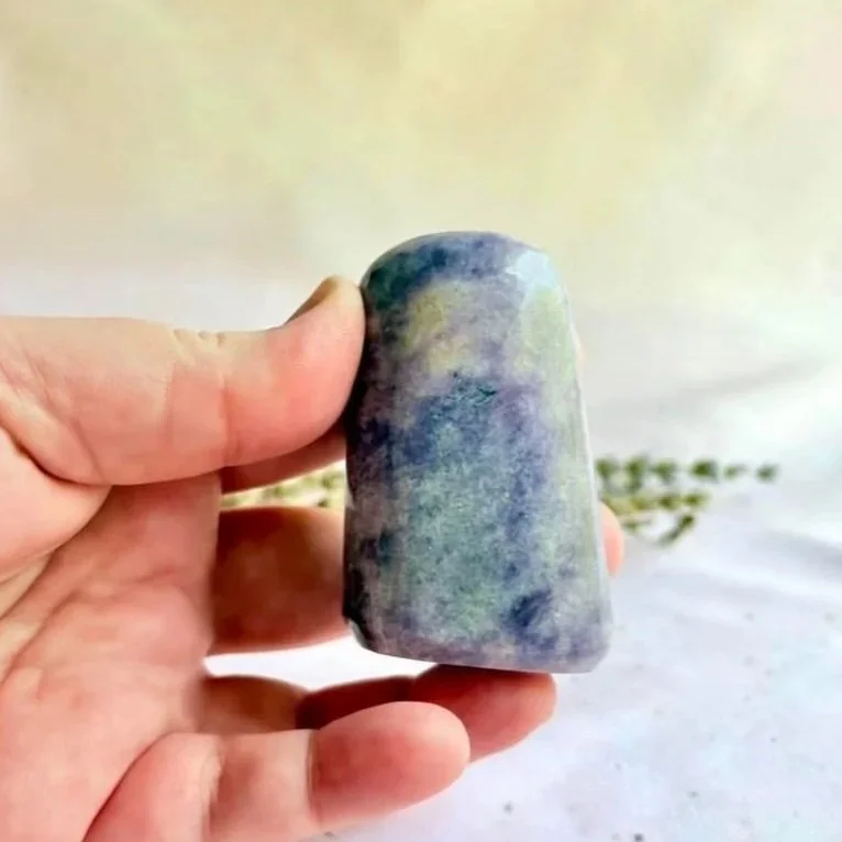 Polished Lepidolite freeform with natural lilac colouring and shimmering mica