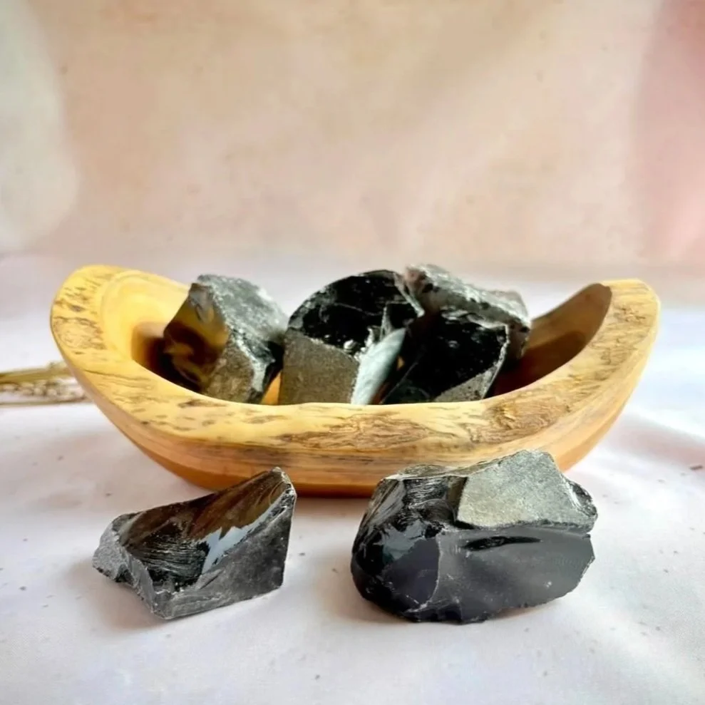 Black Obsidian rough crystal for meditation and crystal collections