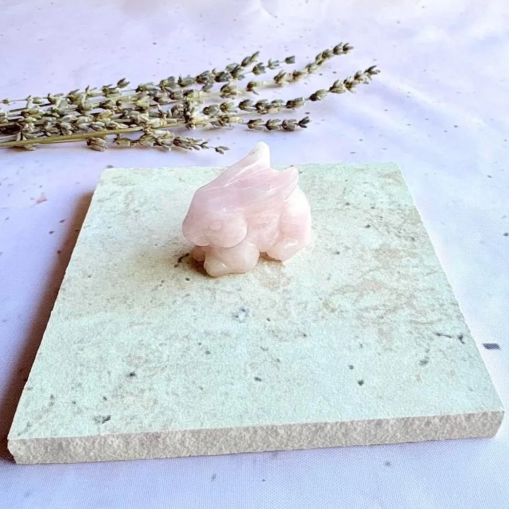 Rose Quartz Bunny Crystal Carving