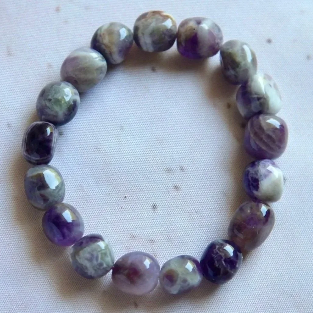 Chevron Amethyst | Tumble Bead Bracelet