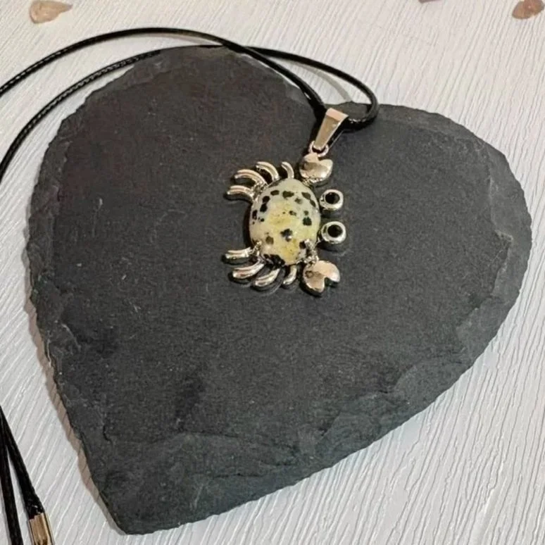 Crystal Crab Necklace | Rose Quartz | Dalmatian Jasper | Ocean Animal Jewellery