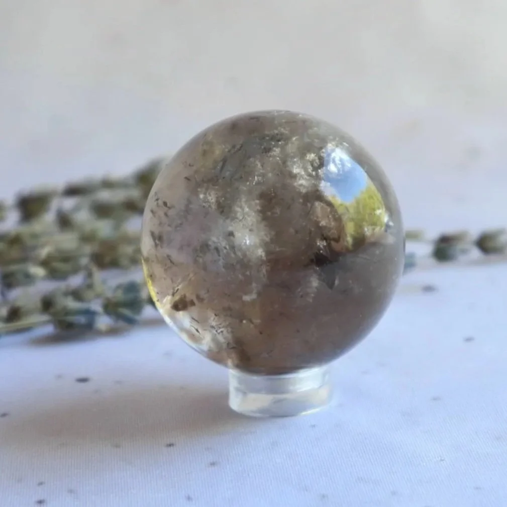 X Grade Smokey Quartz sphere with natural smoky brown colouring