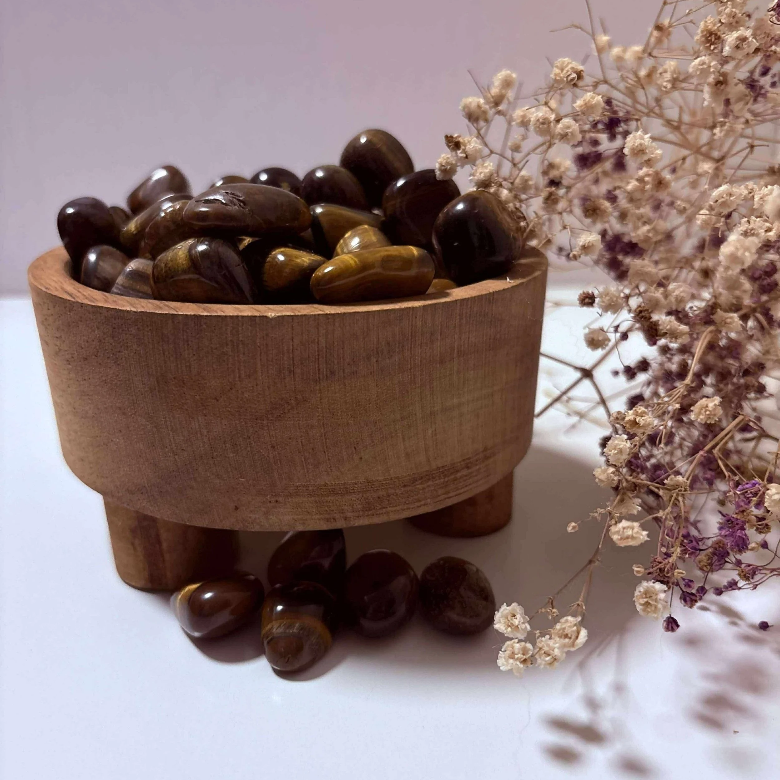 Polished Tiger Eye crystal tumble, shimmering stone for courage and focus