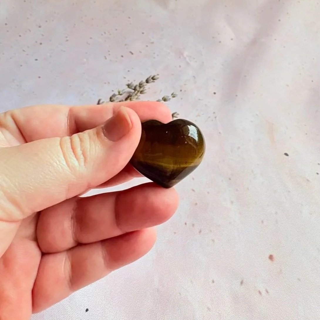 Tiger's Eye puff heart suitable for crystal collections, pockets, and gifting