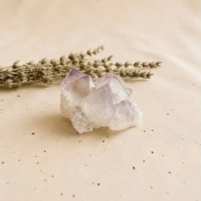Natural Spirit Quartz cluster measuring approximately 5cm wide and 3cm high