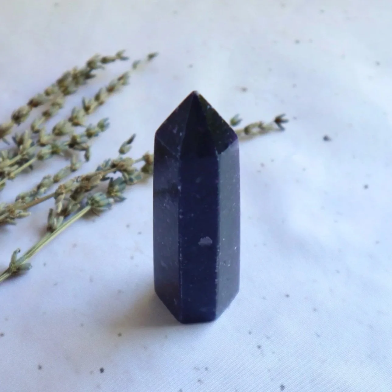Polished Lepidolite crystal tower for calm and emotional balanc