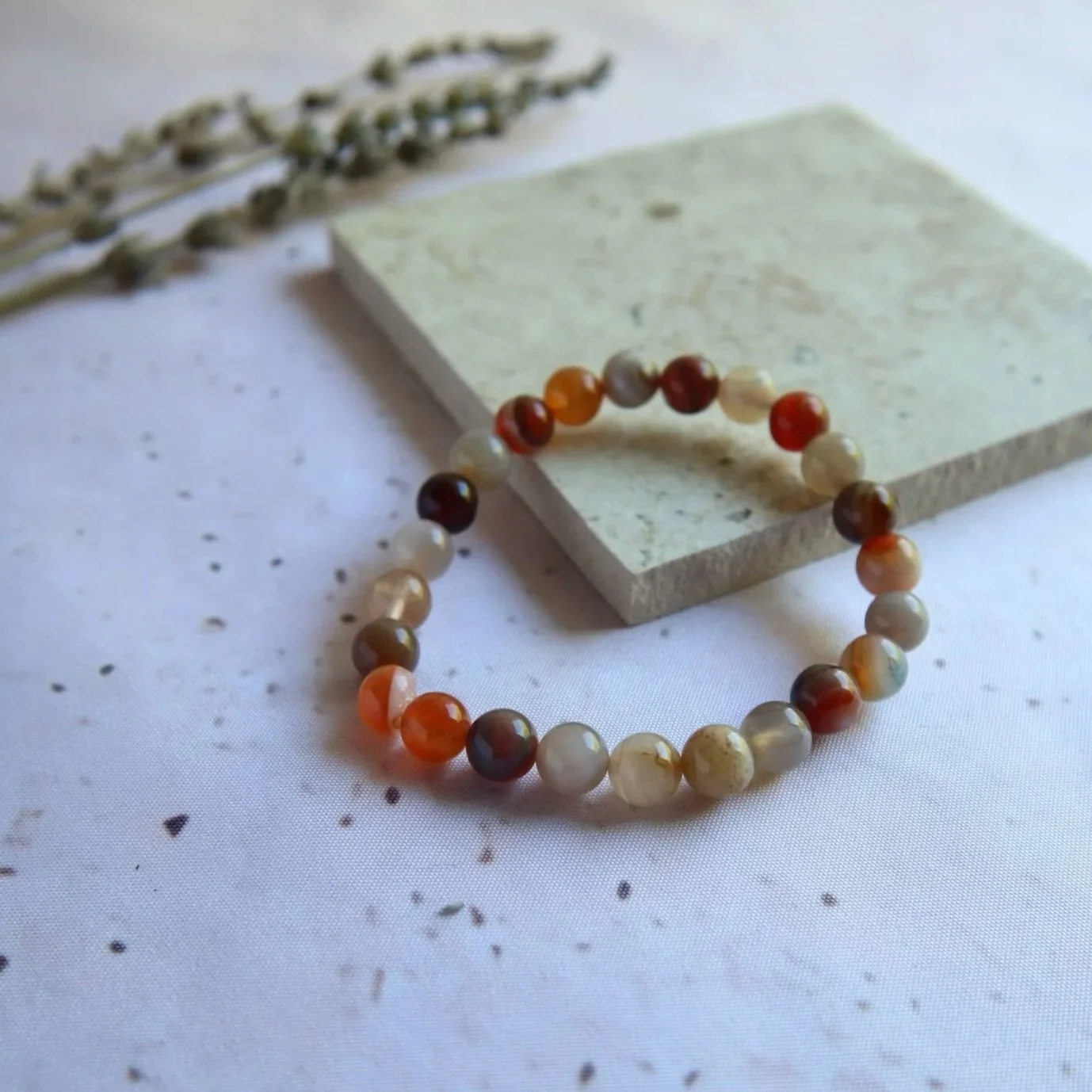 Natural Agate crystal bracelet made with round polished beads
