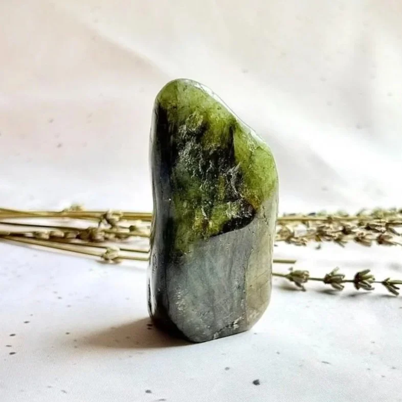 Natural Labradorite freeform displaying iridescent flash and polished finish