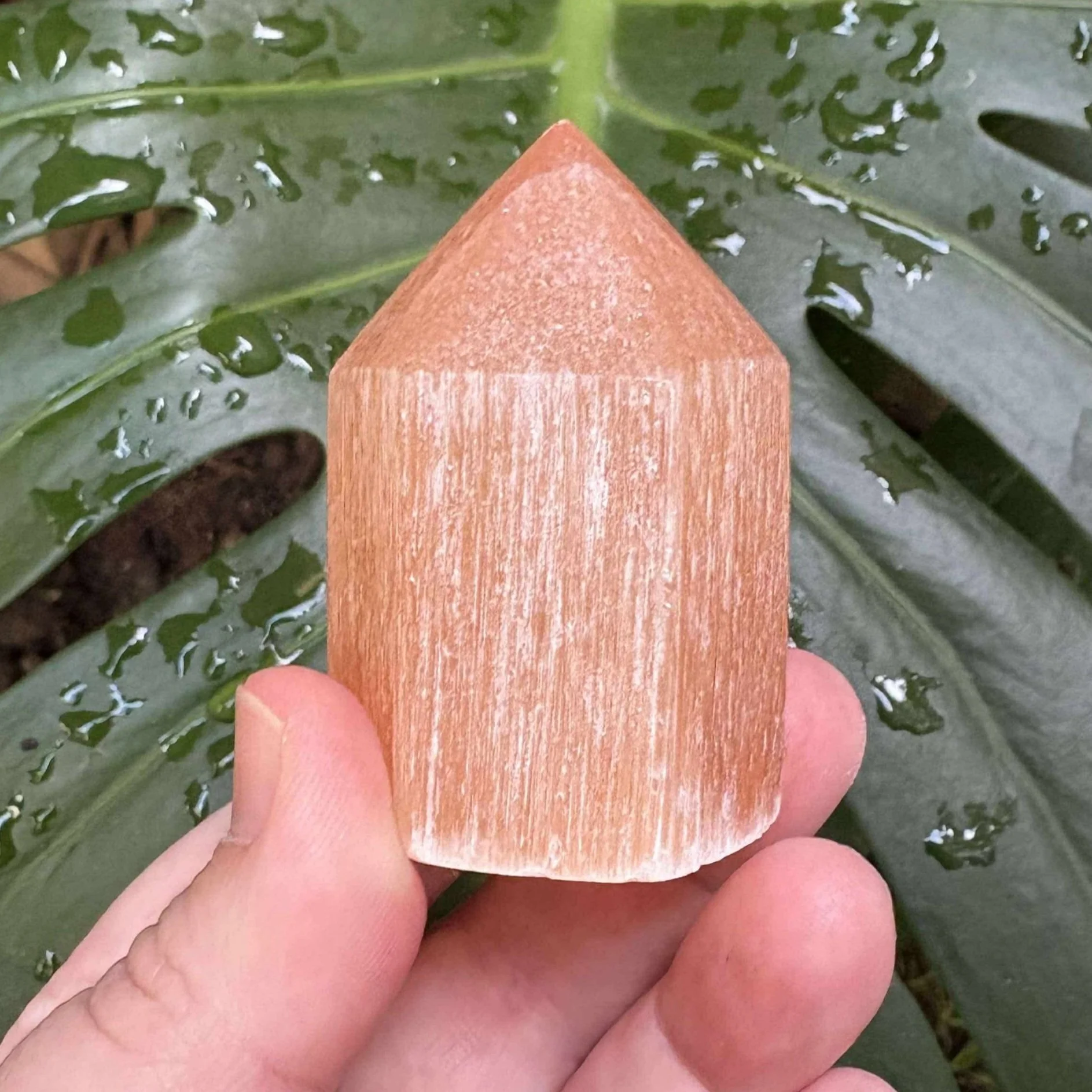Peach Satin Spar Tower - 6cm