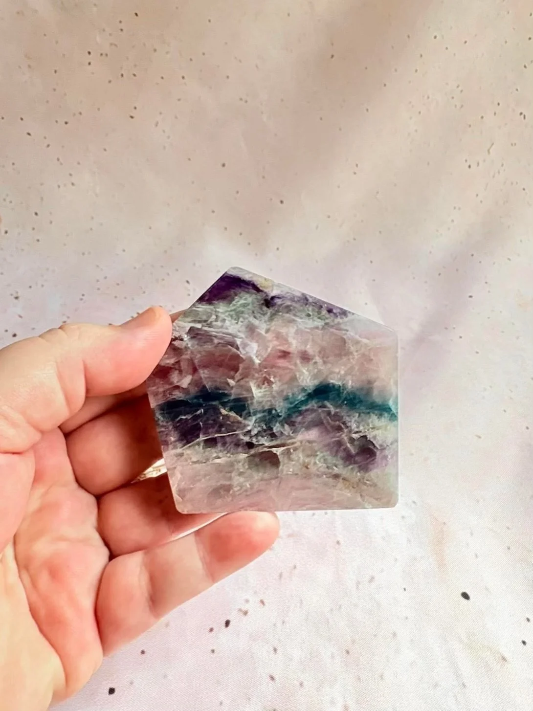 Fluorite display slab for crystal collections and home décor