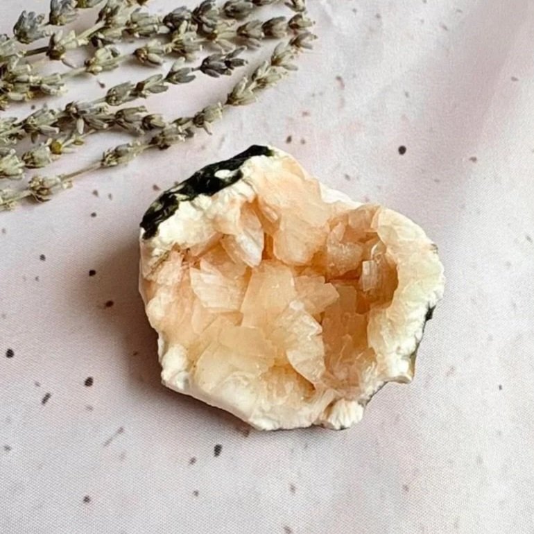 Natural Heulandite crystal cluster measuring approximately 6cm by 6cm