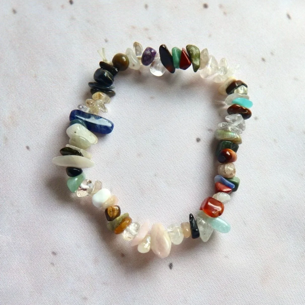 Mixed Stone crystal chip bracelet featuring a colourful combination of natural stone chips