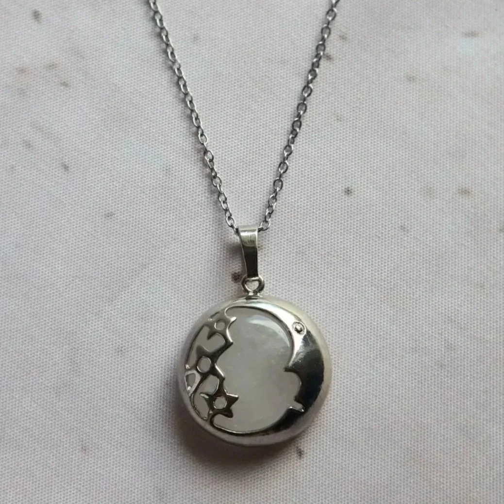 Clear Quartz | Moon & Stars Necklace