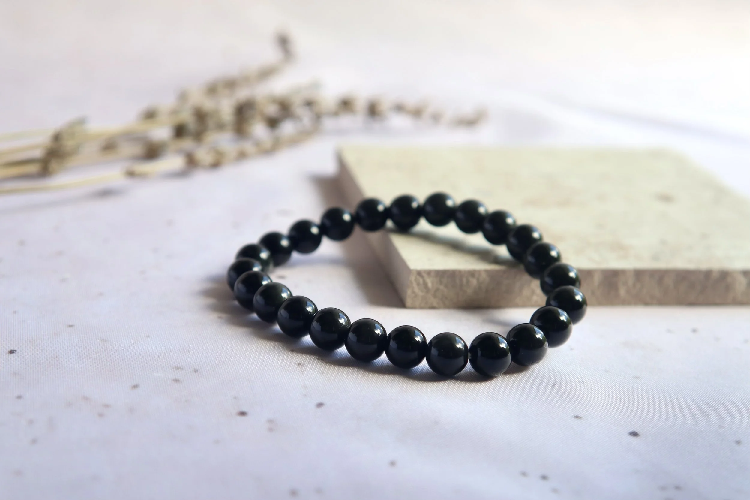 Black Obsidian | Round Bead Bracelet