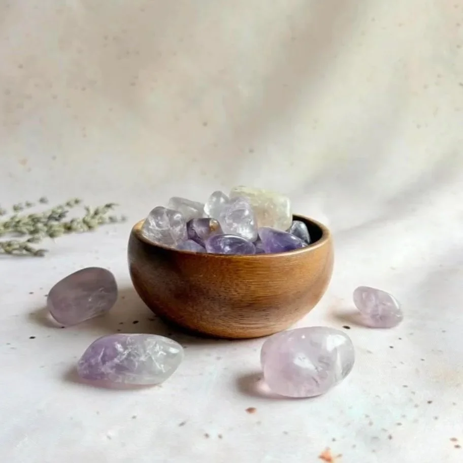 Amethyst tumble stone ideal for meditation, crystal grids, and everyday carry