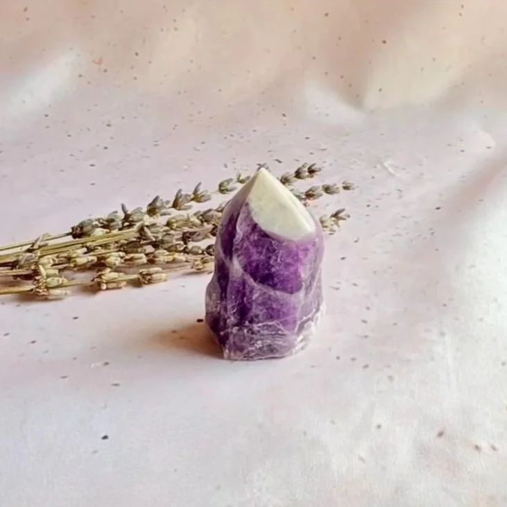 Chevron Amethyst tower measuring approximately 5cm tall