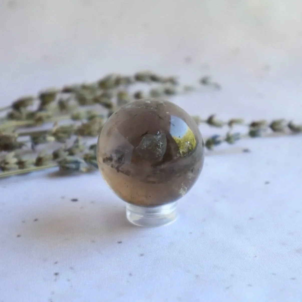 X Grade Smokey Quartz sphere with natural smoky brown colouring
