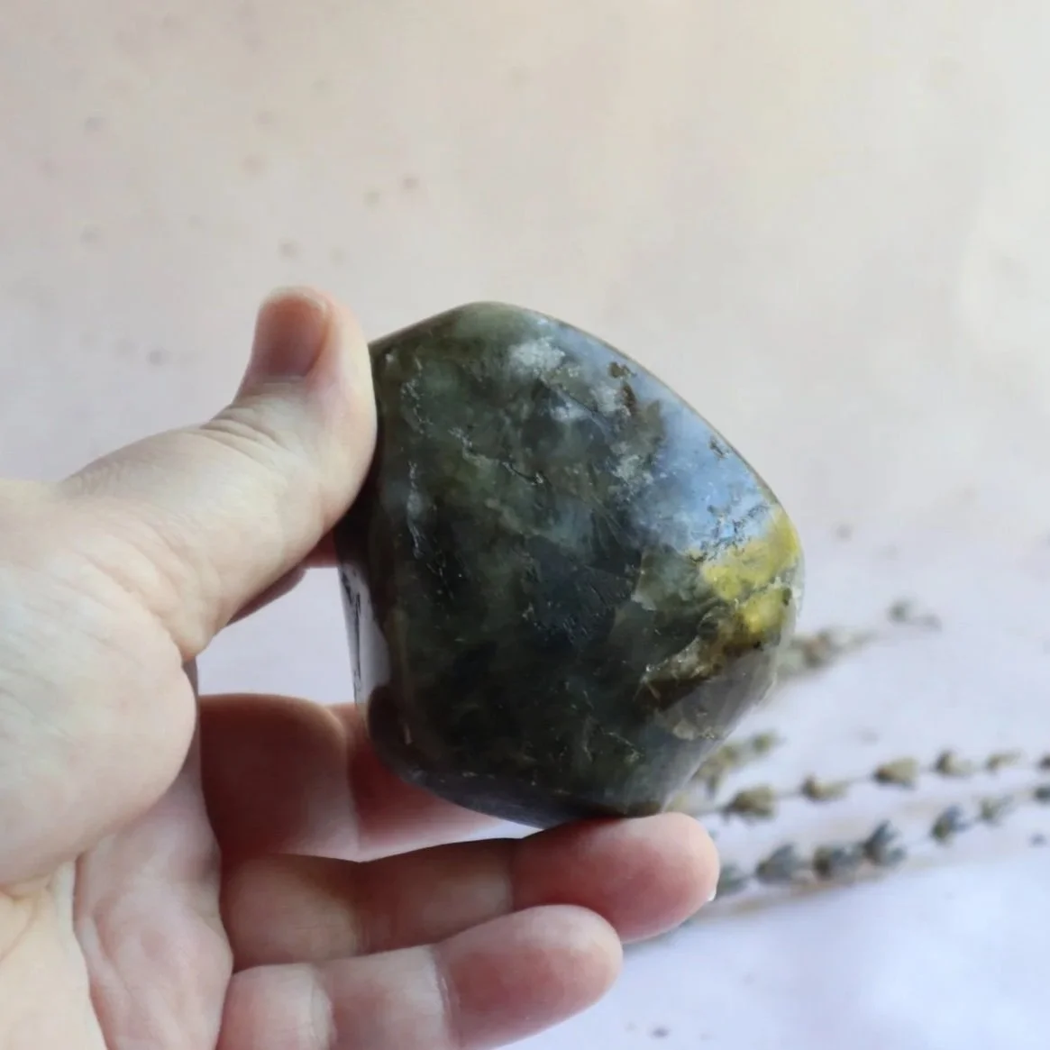 Large 137g Labradorite freeform with polished and natural rough crystal areas