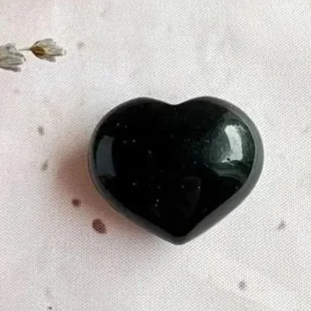 Black Obsidian puff heart with smooth glossy finish