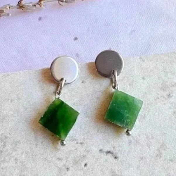 Jade Diamond Drop Earrings