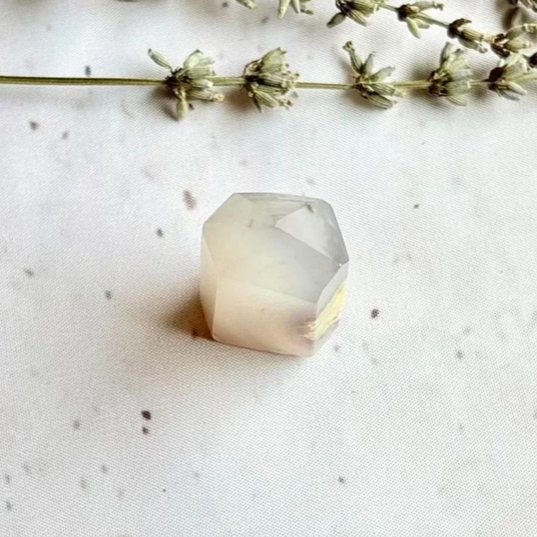 Small polished Agate Geode Point displayed as a crystal collection piece