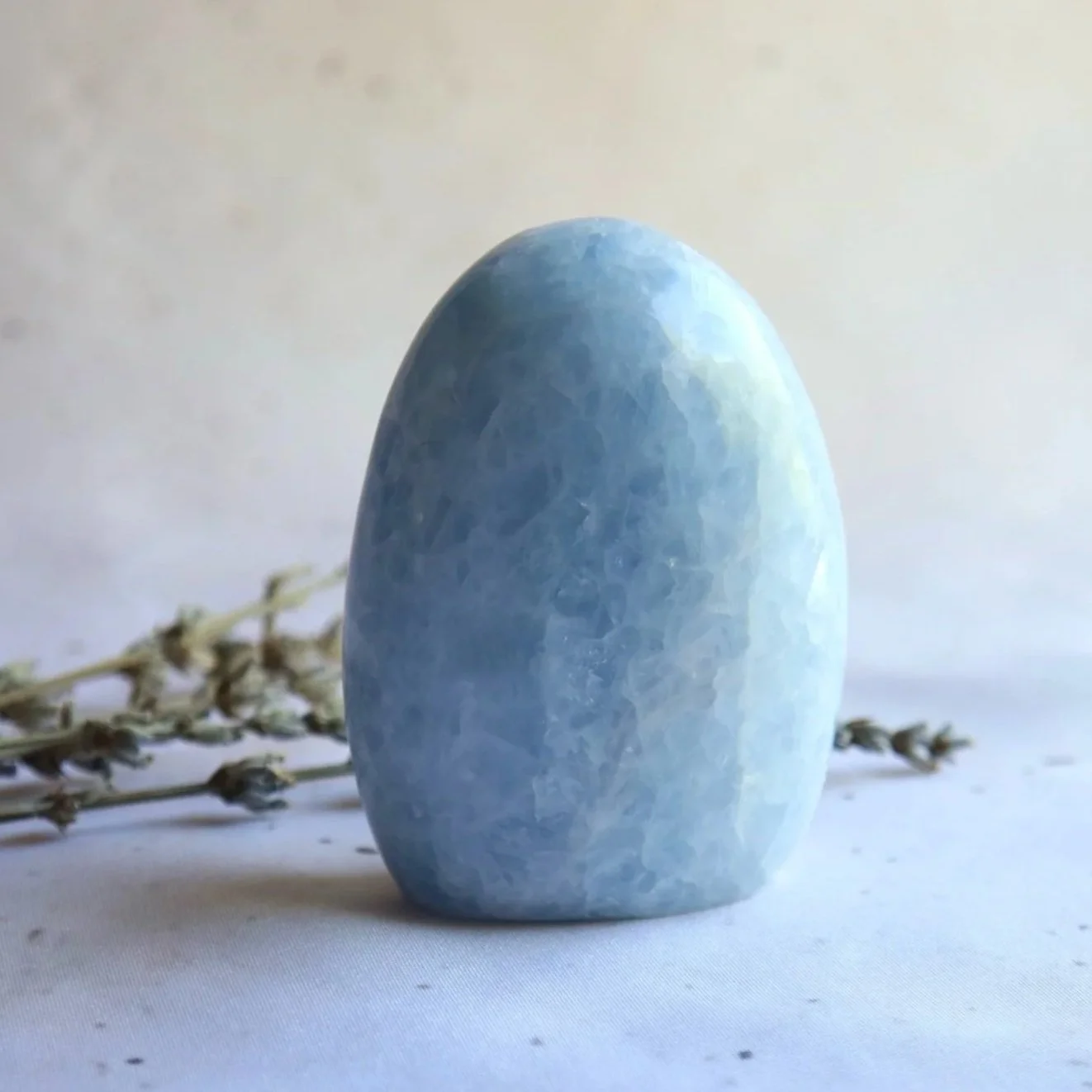 Blue Calcite crystal freeform with soft blue colouring