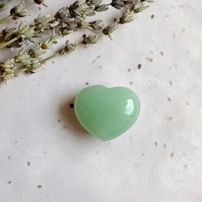 Natural Green Aventurine puff heart measuring approximately 3cm with a polished finish