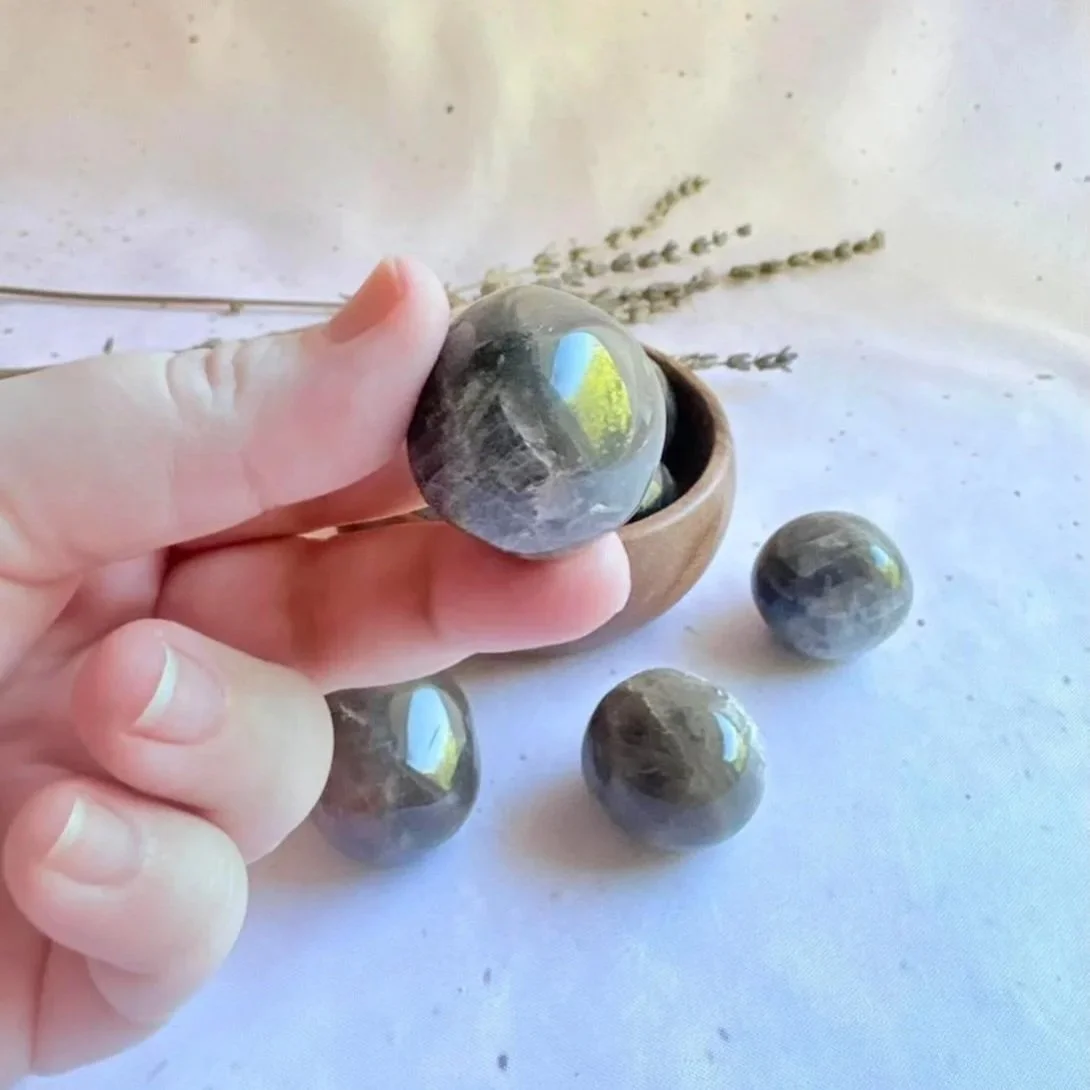 Black Moonstone tumble weighing approximately 25 grams