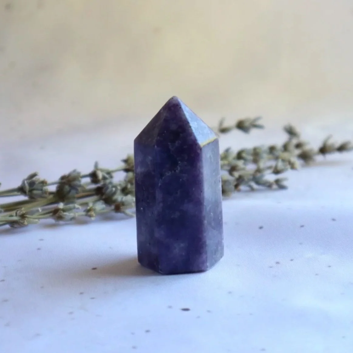 Lepidolite Crystal Tower with soft lavender and lilac colouring