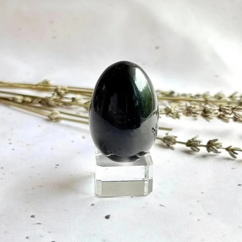 Black Obsidian egg weighing approximately 49 grams