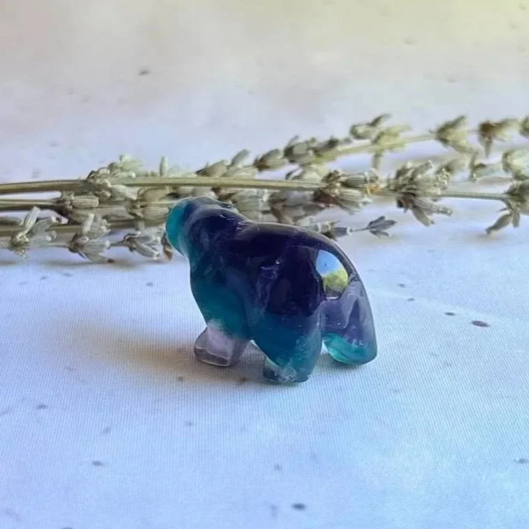 Small Fluorite polar bear carving for crystal collections and gifts