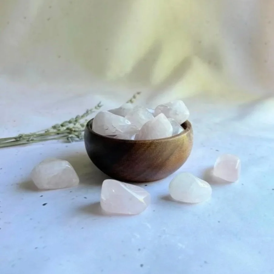 Rose Quartz tumble stone ideal for meditation, crystal grids, and everyday carry