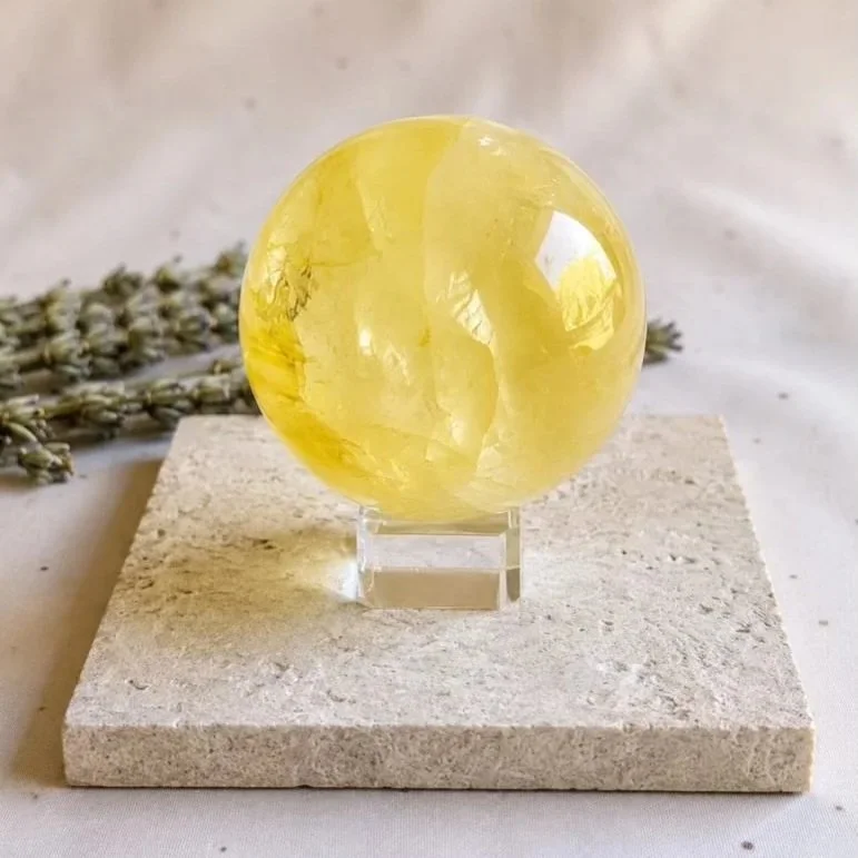 Golden Healer crystal sphere suitable for meditation, crystal collections, and display